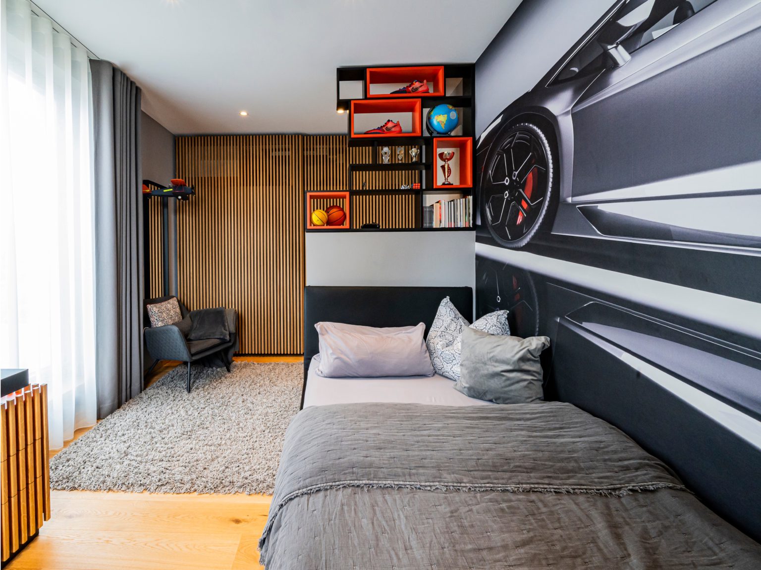 Jugendzimmer raumtrenner lamborghini vorhang